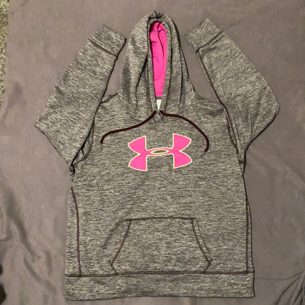 Preowned like new women’s size medium pink, purple, and gold under armpit hoodie